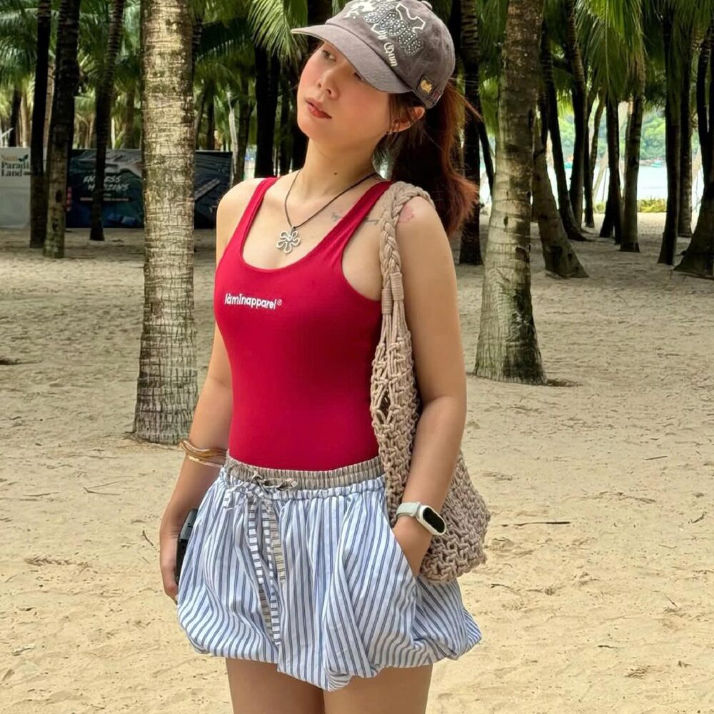 Red Ribbed Tank Bodysuit – Open Back Minimalist Summer Top