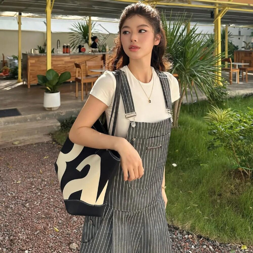 Pinstripe Overall Jumpsuit with Wide-Leg Pants – Casual Modern Streetwear